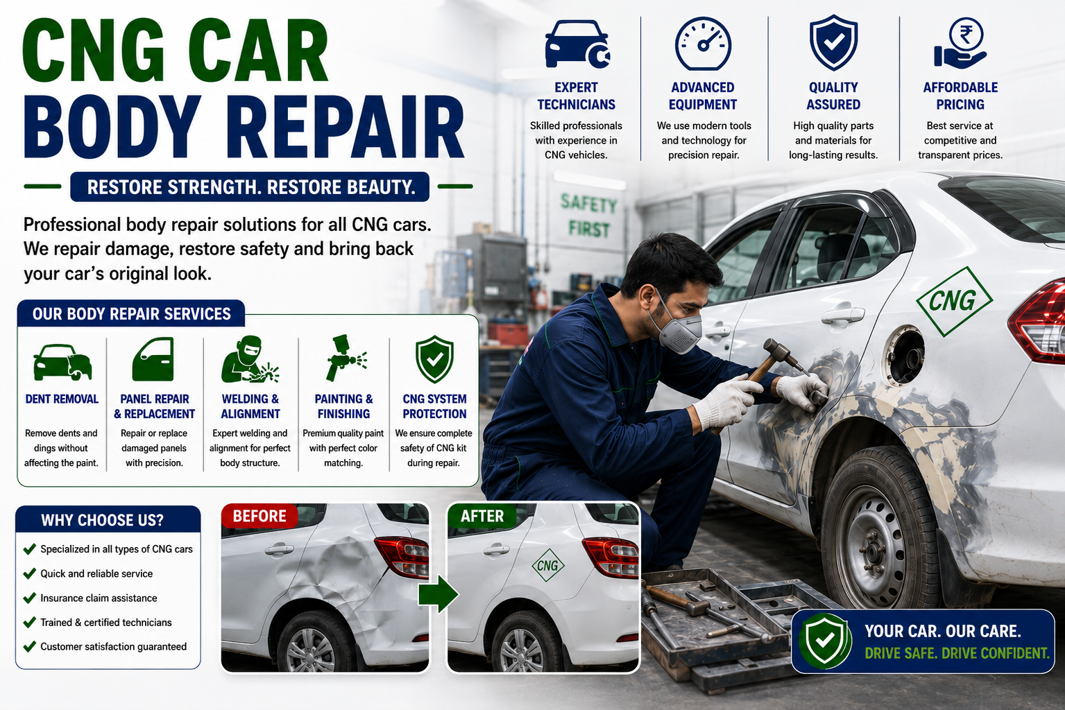 CNG Car Body Repair in Baramati, Solapur, Pune